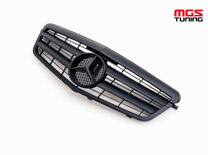 Решетка в стиле 2 полосы полностью черная матовая для Mercedes E-class W212 (2009-2013) / Решетка в стиле 2 полосы полностью черная матовая для Мерседес Е-класс В212 (2009-2013)