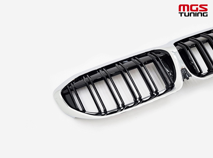 Решётка в стиле BMW M3 G20 черный глянец и хром обод / Решётка в стиле БМВ М3 Г20 черный глянец и хром обод