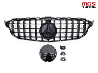 Решётка GT Style Black для Mercedes C-class w205/c205 (2014-2021) / Решётка ГТ стиль чёрный для Мерседес Ц-класс В205/Ц205 (2014-2021)
