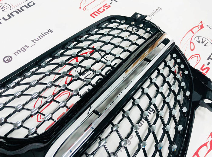 Решетка в стиле Diamond Black для Mercedes GLE/GLE-coupe V167/C167 не AMG пакет (2019-2023) / Решетка в стиле Даймонд Черная для Мерседес ГЛЕ/ГЛЕ-купе В167/Ц167 не АМГ пакет (2019-2023)
