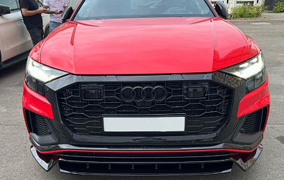 Губа переднего бампера для Audi Q8 18 н.в. черная для S-line