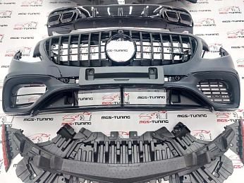 передний бампер в стиле мерседес с63 Mercedes S63 AMG 63 рестайлинг и диффузор заднего бампера в стиле S63 AMG в сборе с выхлопными насадками на Merce