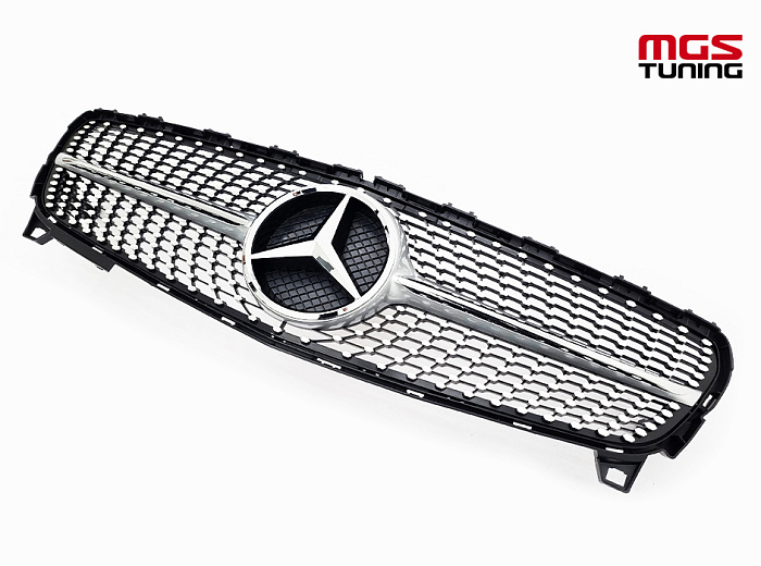Решетка в стиле Diamond Silver для Mercedes A-class W176 рест. (2015-2018) / Решетка в стиле Даймонд Серебро для Мерседес А-класс В176 рест. (2015-2018)