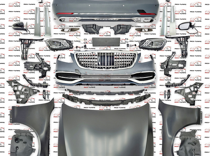 Комплект переделки в стиле W222 Maybach рестайлинг для Mercedes-Benz S-Class W221 (2005-2013) / Комплект переделки в стиле В222 Майбах рестайлинг для Мерседес-Бенц С-класс В221 (2005-2013)