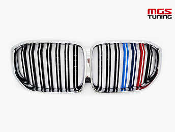 Решётка в стиле BMW X5 M G05 с триколором М и хром обод / Решётка в стиле БМВ Х5 М Г05 с триколором М и хром обод Решётка в стиле BMW X5 M G05 с триколором М и хром обод / Решётка в стиле БМВ Х5 М Г05 с триколором М и хром обод