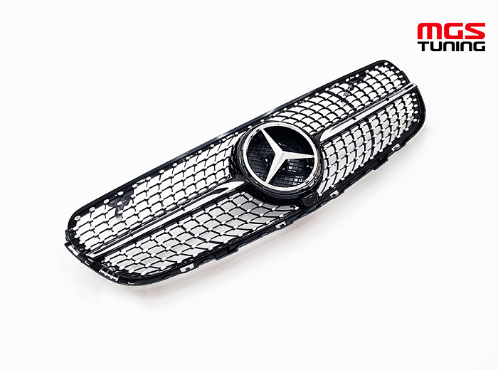 Решетка в стиле Diamond Black (под камеру) для Mercedes GLC/GLC-coupe X253/C253 (2015-2019) / Решетка в стиле Даймонд Черная (под камеру) для Мерседес ГЛЦ/ГЛЦ-купе Х253/Ц253 (2015-2019)