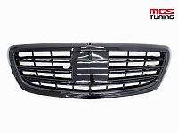 Решетка в стиле S65 AMG черный глянец для Mercedes S-class W222 (2013-2020) / Решетка в стиле С65 АМГ черный глянец для Мерседес С-класс В222 (2013-2020)