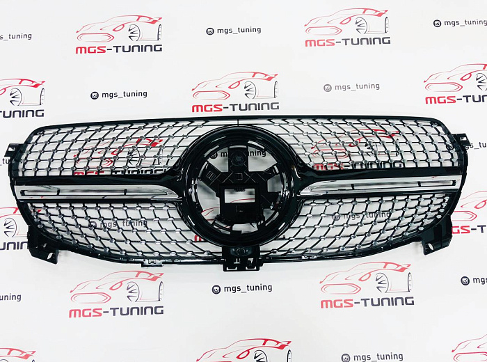 Решетка в стиле Diamond Black для Mercedes GLE/GLE-coupe V167/C167 не AMG пакет (2019-2023) / Решетка в стиле Даймонд Черная для Мерседес ГЛЕ/ГЛЕ-купе В167/Ц167 не АМГ пакет (2019-2023)