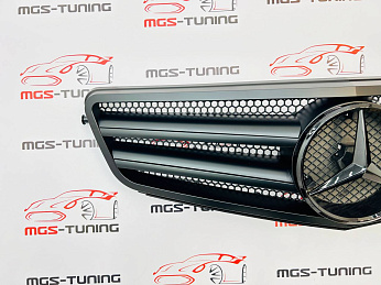 Решётка Mercedes C-class w204 2 полосы черный мат 2