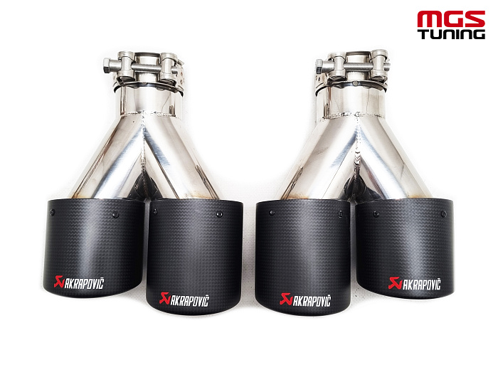 Насадки на выхлоп Akrapovic classic двойные 89мм / Насадки на выхлоп Акрапович классик двойные 89мм