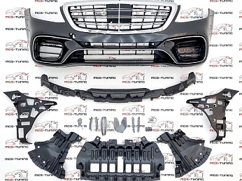 Передний бампер Mercedes S-class w222 17-20 S63 AMG + решетка / Передний бампер Мерседес С-класс В222 17-20 С63 АМГ + решетка