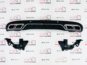 Диффузор Mercedes C-class w205 С63 AMG хром не AMG пакет + хром насадки / Диффузор Мерседес Ц-класс В205 Ц63 АМГ хром не АМГ пакет + хром насадки