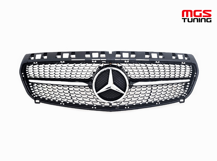 Решетка в стиле Diamond Black для Mercedes A-class W176 (2012-2015) / Решетка в стиле Даймонд Черная для Мерседес А-класс В176 (2012-2015)