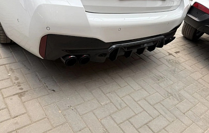 Задний диффузор BMW 3 series f30 M-Performance под выхлоп 2х0 (черный глянец)