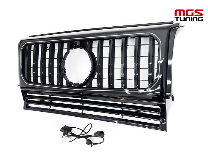 Решётка GT style black с подсветкой для Mercedes G-class w463 (1989-2018) / Решётка ГТ стиль чёрный с подсветкой для Мерседес Г-класс В463 (1989-2018)