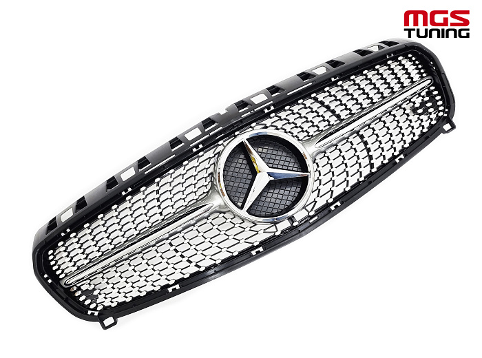 Решетка в стиле Diamond Silver для Mercedes A-class W176 (2012-2015) / Решетка в стиле Даймонд Серебро для Мерседес А-класс В176 (2012-2015)