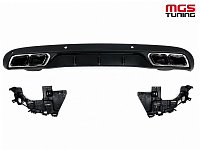 Диффузор Mercedes C-class w205 С63 AMG черный не AMG пакет + черные насадки / Диффузор Мерседес Ц-класс В205 Ц63 АМГ черный не АМГ пакет + черные насадки