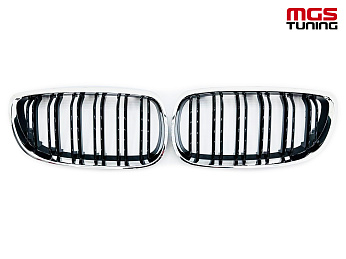 Решётка в стиле BMW M3 е92 05-10 черный глянец и хром обод / Решётка в стиле БМВ М3 Е92 05-10 черный глянец и хром обод