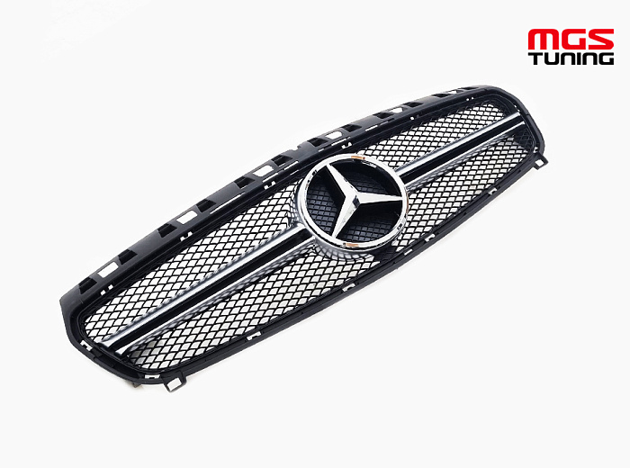 Решетка в стиле A45 AMG Matte Chrome для Mercedes A-class W176 (2012-2015) / Решетка в стиле А45 АМГ Матовый Хром для Мерседес А-класс В176 (2012-2015)