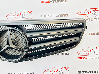Решётка Mercedes C-class w204 2 полосы черный мат 3