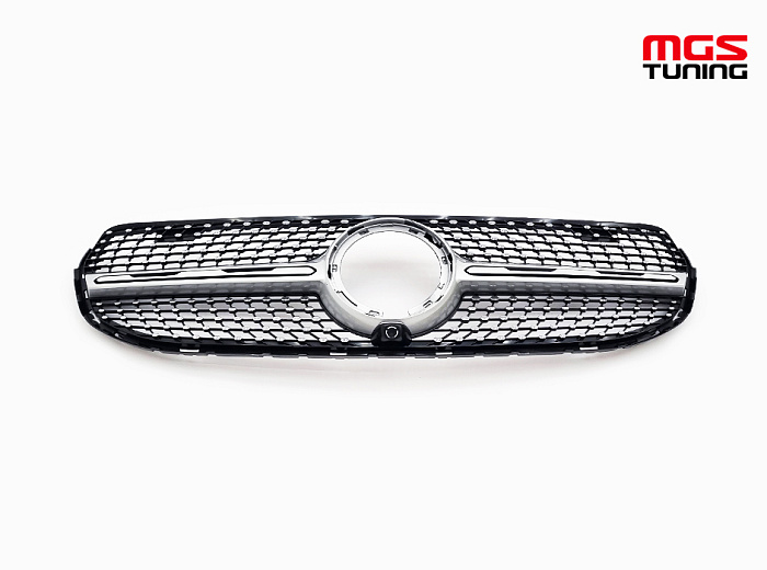 Решетка в стиле Diamond Silver для Mercedes GLC/GLC-coupe X253/C253 рест. не AMG пакет (2019-2024) / Решетка в стиле Даймонд Серебро для Мерседес ГЛЦ/ГЛЦ-купе Х253/Ц253 рест. не AMG пакет (2019-2024)