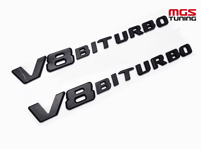 Шильдики V8 biturbo black нового образца / Шильдики В8 Битурбо чёрный нового образца