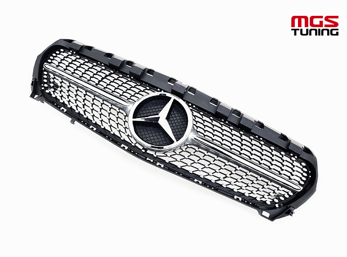Решетка в стиле Diamond Silver для Mercedes CLA-class C117 (2013-2019) / Решетка в стиле Даймонд Серебро для Мерседес ЦЛА-класс Ц117 (2013-2019)