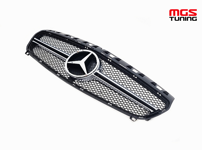 Решетка в стиле A45 AMG Matte Chrome для Mercedes A-class W176 (2012-2015) / Решетка в стиле А45 АМГ Матовый Хром для Мерседес А-класс В176 (2012-2015)