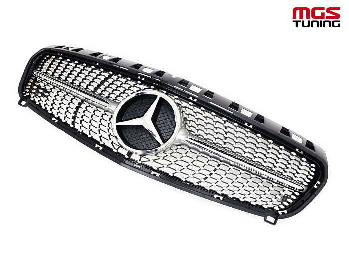 Решетка в стиле Diamond Silver для Mercedes A-class W176 (2012-2015) / Решетка в стиле Даймонд Серебро для Мерседес А-класс В176 (2012-2015)