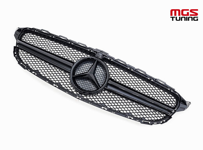 Решетка в стиле C63 Black (под камеру) для Mercedes C-class W205/C205 (2014-2018) / Решетка в стиле Ц63 Черная (под камеру) для Мерседес Ц-класс В205/Ц205 (2014-2018)