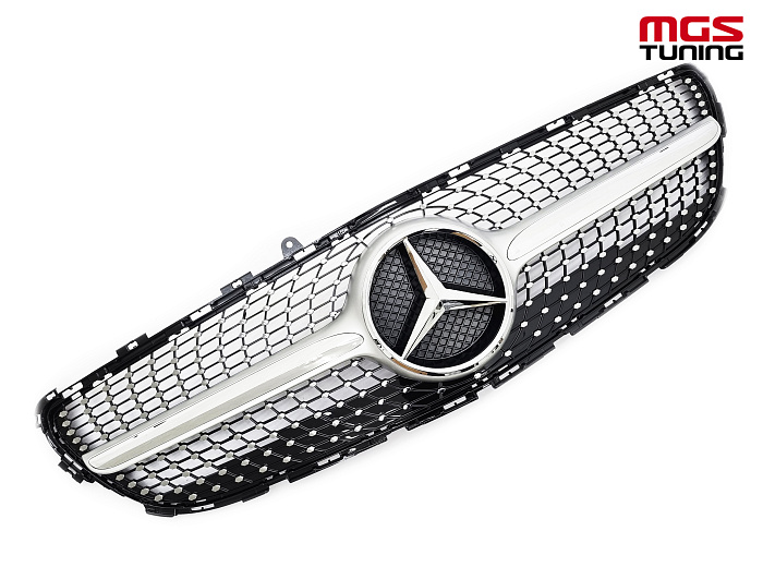 Решетка в стиле Diamond Silver для Mercedes CLS-class C218 рест. (2014-2018) / Решетка в стиле Даймонд Серебро для Мерседес ЦЛС-класс Ц218 рест. (2014-2018)