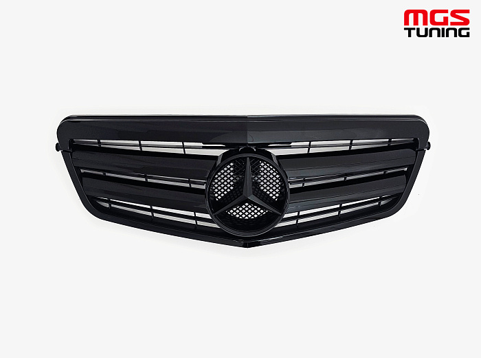 Решетка в стиле 2 полосы полностью черная для Mercedes E-class W212 (2009-2013) / Решетка в стиле 2 полосы полностью черная для Мерседес Е-класс В212 (2009-2013)
