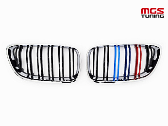 Решётка в стиле BMW M2 f22 13-20 с триколором М и хром обод / Решётка в стиле БМВ М2 Ф22 13-20 с триколором М и хром обод Решётка в стиле BMW M2 f22 13-20 с триколором М и хром обод / Решётка в стиле БМВ М2 Ф22 13-20 с триколором М и хром обод