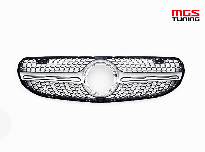 Решетка в стиле Diamond Silver для Mercedes GLC/GLC-coupe X253/C253 рест. не AMG пакет (2019-2024) / Решетка в стиле Даймонд Серебро для Мерседес ГЛЦ/ГЛЦ-купе Х253/Ц253 рест. не AMG пакет (2019-2024)