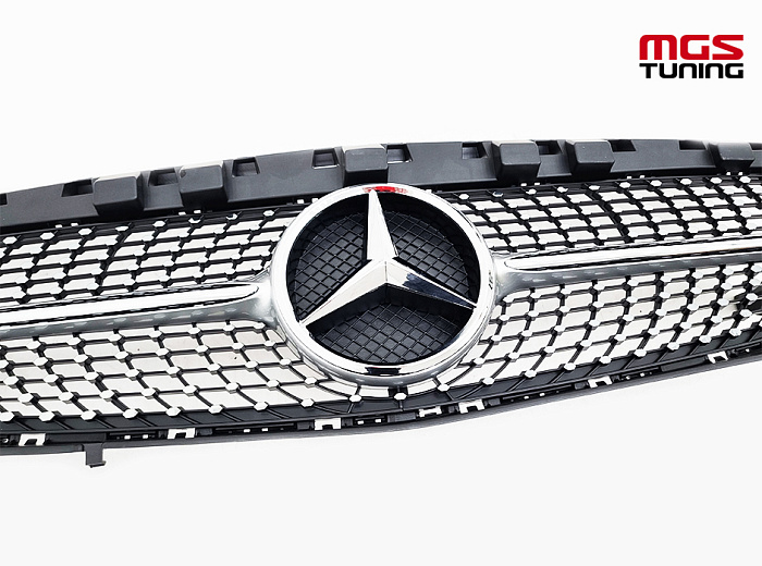 Решетка в стиле Diamond Silver для Mercedes CLA-class C117 (2013-2019) / Решетка в стиле Даймонд Серебро для Мерседес ЦЛА-класс Ц117 (2013-2019)