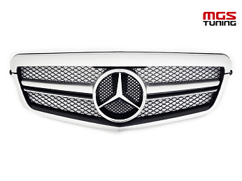 Решетка в стиле хром одна полоса и хром обод для Mercedes E-class W212 (2009-2013) / Решетка в стиле хром одна полоса и хром обод для Мерседес Е-класс В212 (2009-2013)