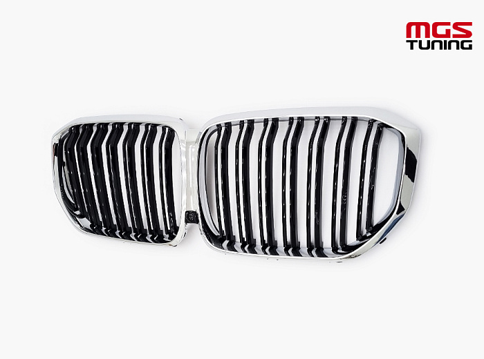 Решётка в стиле BMW X5 M G05 черный глянец и хром обод / Решётка в стиле БМВ Х5 М Г05 черный глянец и хром обод