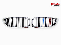 Решётка в стиле BMW M4 f32 с триколором М и хром обод / Решётка в стиле БМВ М4 Ф32 с триколором М и хром обод
