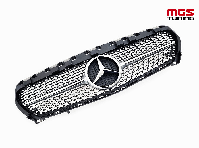 Решетка в стиле Diamond Silver для Mercedes CLA-class C117 (2013-2019) / Решетка в стиле Даймонд Серебро для Мерседес ЦЛА-класс Ц117 (2013-2019)