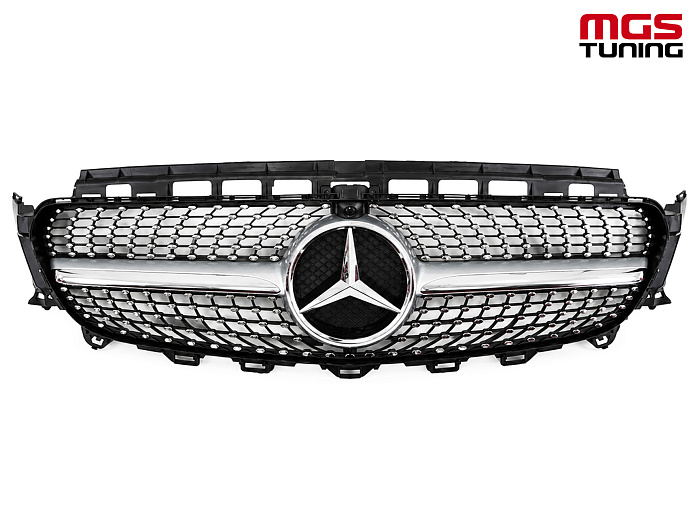 Решетка в стиле Diamond Silver (под камеру) для Mercedes E-class W213/C238 (2016-2020) / Решетка в стиле Даймонд Серебро (под камеру) для Мерседес Е-класс В213/Ц238 (2016-2020)