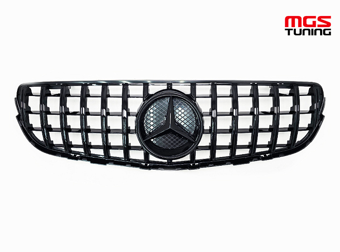 Решетка GT Style Black (без камеры) для Mercedes GLC/GLC-coupe X253/C253 (2015-2019) / Решетка ГТ Стайл Черная (без камеры) для Мерседес ГЛЦ/ГЛЦ-купе Х253/Ц253 (2015-2019)