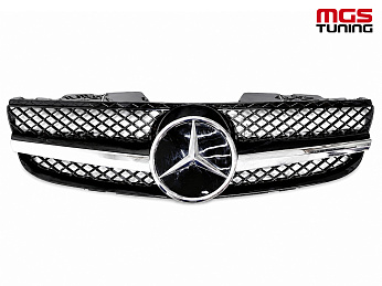 Решетка черная с хром полосой для Mercedes SL-class R230 рест. (2006-2008) / Решетка черная с хром полосой для Мерседес СЛ-класс Р230 рест. (2006-2008)