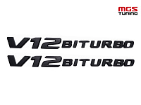 Шильдики V12 biturbo black / Шильдики В12 Битурбо чёрный