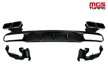 Диффузор Mercedes E-class w213 63 AMG черный не AMG пакет + насадки / Диффузор Мерседес Е-класс В213 63 АМГ черный не АМГ пакет + насадки