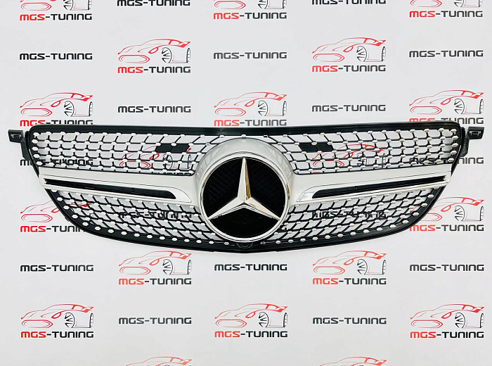 Решетка в стиле Diamond Silver для Mercedes GLE-coupe C292 (2015-2019) / Решетка в стиле Даймонд Серебро для Мерседес ГЛЕ-купе Ц292 (2015-2019)