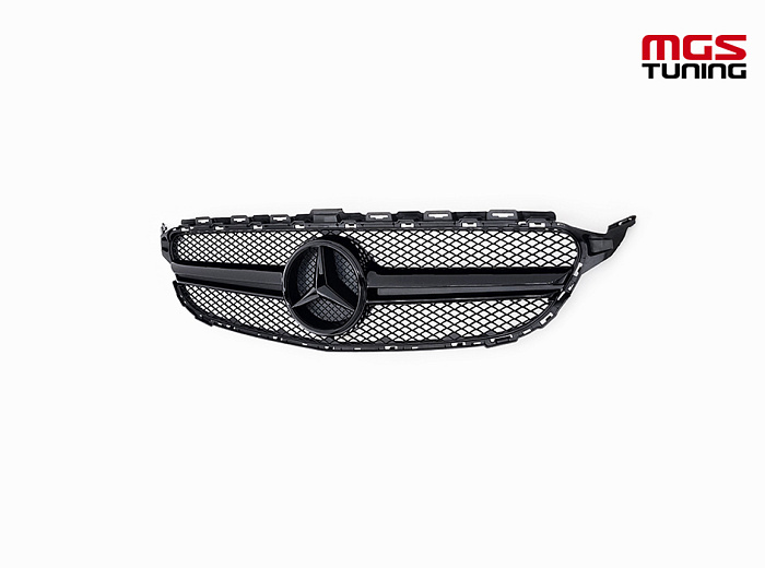 Решетка в стиле C63 Black (без камеры) для Mercedes C-class W205/C205 (2014-2018) / Решетка в стиле Ц63 Черная (без камеры) для Мерседес Ц-класс В205/Ц205 (2014-2018)