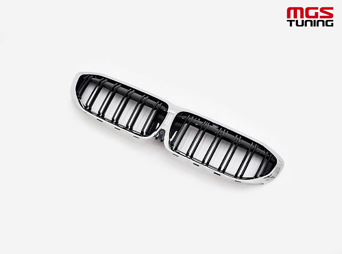 Решётка в стиле BMW M3 G20 черный глянец и хром обод / Решётка в стиле БМВ М3 Г20 черный глянец и хром обод