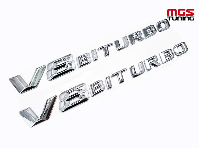 Шильдики V8 biturbo хром / Шильдики В8 Битурбо хром