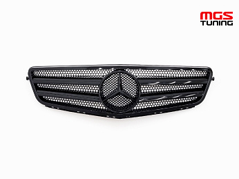 Решётка Mercedes C-class w204 2 полосы черный глянец / Решётка Мерседес Ц-класс В204 2 полосы черный глянец