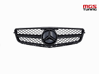 Решетка в стиле C63 черный глянец для Mercedes C-class W204 (2007-2014) / Решетка в стиле Ц63 черный глянец для Мерседес Ц-класс В204 (2007-2014)